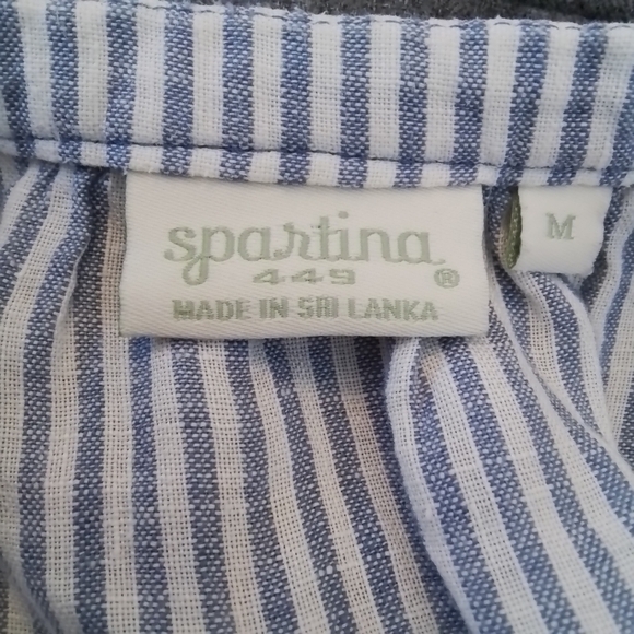 Spartina 449 Carlen Tunic Carolina Blue Stripe Yellow Embroidery & Tassel - M - Picture 11 of 16